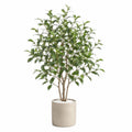 Albero artificiale 150 cm con foglie verdi in vaso cilindrico per interni