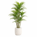 Palma artificiale 180 cm verde con vaso in ceramica bianco per interni