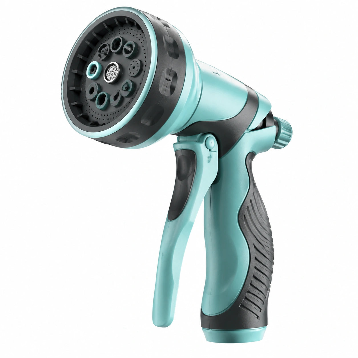 Pistola irrigatrice da giardino 20 cm in plastica turchese e nera - getto regolabile