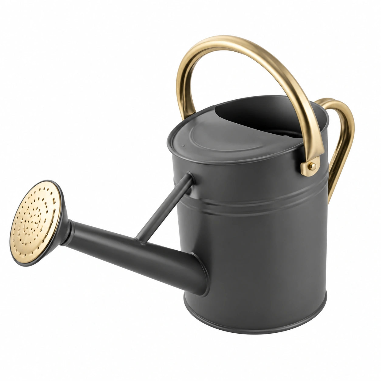 Annaffiatoio da giardino 5 L in metallo nero/oro con soffione removibile