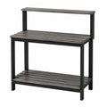 Tavolo da giardinaggio 100 x 50 x 120 cm in legno e metallo grigio nero con ripiani