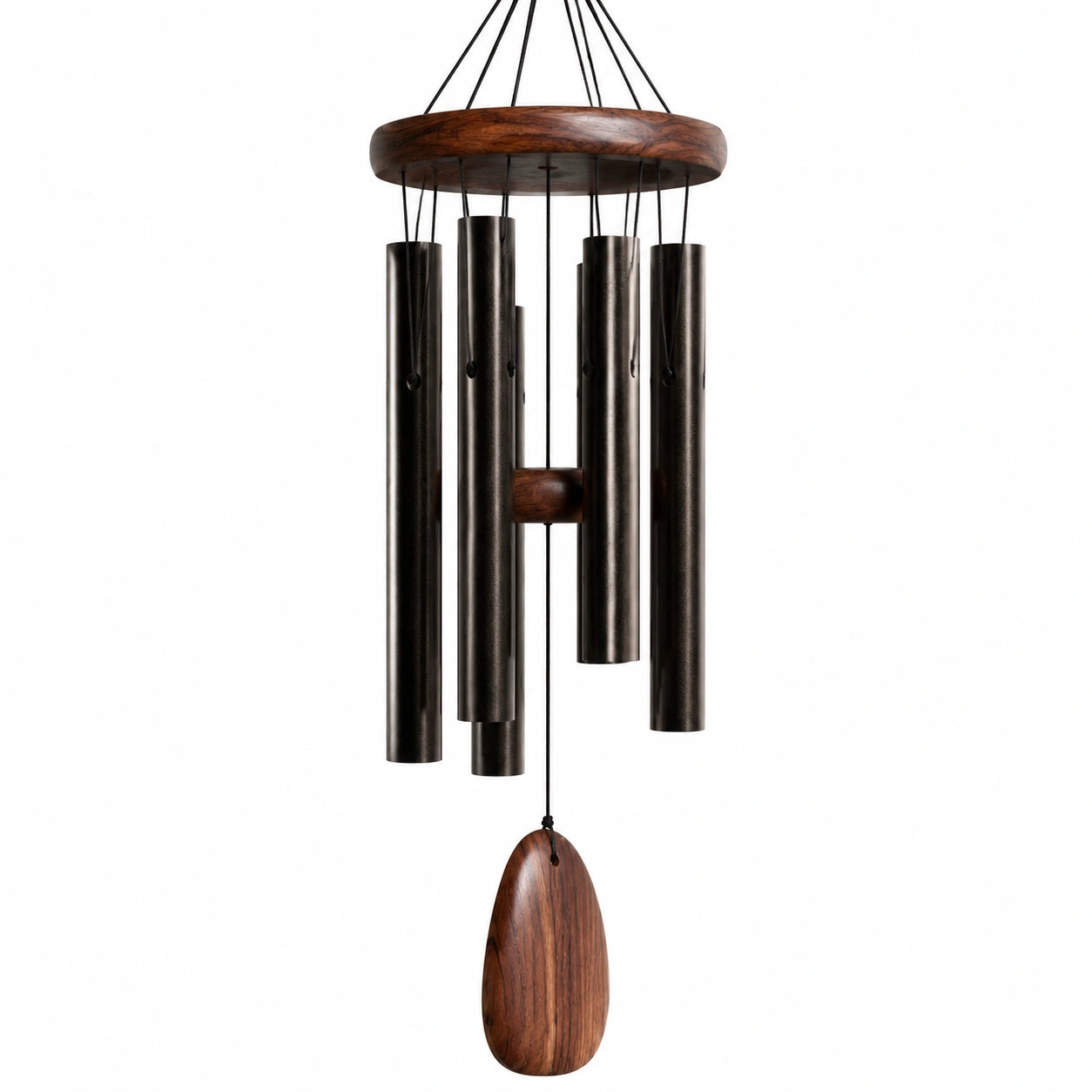 Campanella a vento 90 cm in legno e metallo marrone scuro per decorazione da esterno