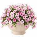 Pianta artificiale fiorita in vaso 40 cm rosa e verde per interni