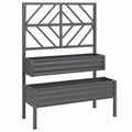 Fioriera rialzata 100 x 40 x 180 cm in metallo grigio scuro con grigliato per esterno