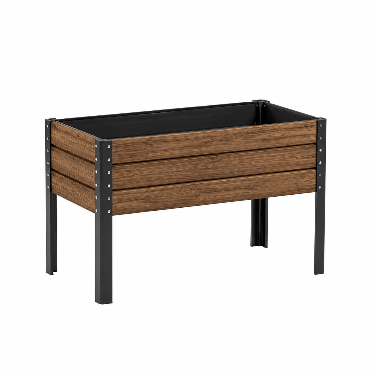 Fioriera rialzata 120 x 60 x 80 cm in legno marrone e acciaio nero per esterni
