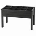 Fioriera rialzata 120 x 60 x 80 cm in legno nero con ripiani divisori per giardino