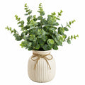 Pianta verde artificiale 75 cm in plastica verde con vaso in ceramica stile rustico